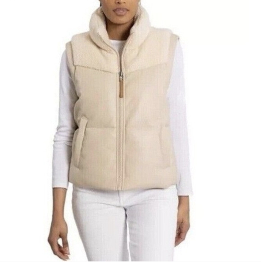 NWT Bearpaw Women's Faux‎ Leather Yoke Vest Cream XL